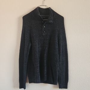 Banana Republic Men's Charcoal Zip-Neck Knit Sweater